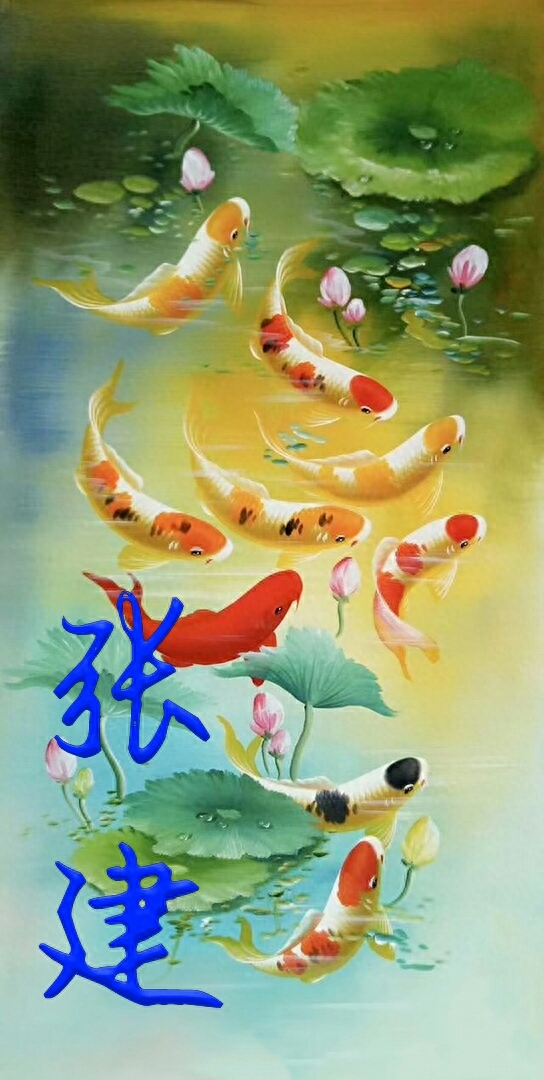 姓氏壁纸，九鱼招财，大富大贵